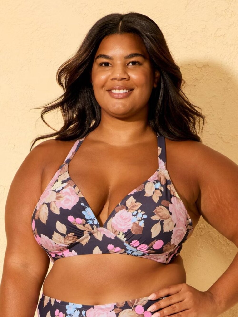 NWT Shade & Shore Floral Print Longline Triangle Bikini Top